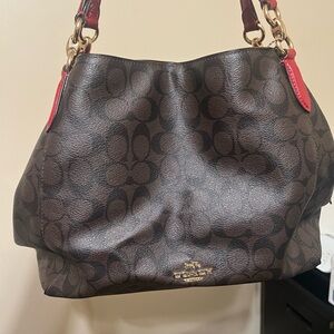 Coach Dark Brown Signature Shoulder Bag